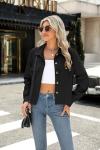 Trendy Black Cropped Corduroy Shacket for Women