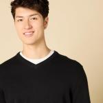 Men's Black V-Neck Pullover Sweater, Big & Tall