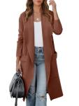 ANRABESS Women's Long Cardigan Sweater 2024 Fall Fashion Casual Oversized Knit Open Front Coatigan Jacket Coat Trendy Outfits Orange Brown Medium