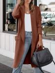 ANRABESS Women's Long Cardigan Sweater 2024 Fall Fashion Casual Oversized Knit Open Front Coatigan Jacket Coat Trendy Outfits Orange Brown Medium