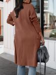 ANRABESS Women's Long Cardigan Sweater 2024 Fall Fashion Casual Oversized Knit Open Front Coatigan Jacket Coat Trendy Outfits Orange Brown Medium