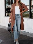 ANRABESS Women's Long Cardigan Sweater 2024 Fall Fashion Casual Oversized Knit Open Front Coatigan Jacket Coat Trendy Outfits Orange Brown Medium