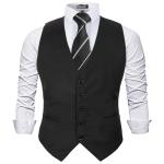 Alizeal Mens Classic Solid Color Formal Business Suit Vest Regular Fit Waistcoat with 5 Buttons, Black-XL