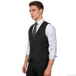 Alizeal Mens Classic Solid Color Formal Business Suit Vest Regular Fit Waistcoat with 5 Buttons, Black-XL