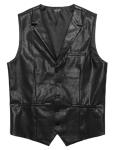 COOFANDY Men's Leather Suit Vest Casual Western Jacket Slim Fit Formal Dress Vests Waistcoat,Black,XX_Large
