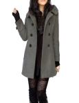 Tanming Women's Warm Double Breasted Wool Pea Coat Trench Coat Jacket with Hood (Grey-L)