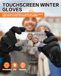FEWTUR Winter Water Proof Gloves for Men Women Cold Weather Running - Waterproof Touchscreen Running Gloves for Hiking Bike, Thin Black Snow Warm Gloves Touch Screen for Biking Driving Soccer