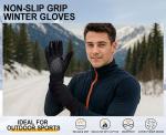 FEWTUR Winter Water Proof Gloves for Men Women Cold Weather Running - Waterproof Touchscreen Running Gloves for Hiking Bike, Thin Black Snow Warm Gloves Touch Screen for Biking Driving Soccer