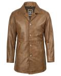Men's Brown Leather Car Coat by Blingsoul