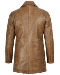 Men's Brown Leather Car Coat by Blingsoul
