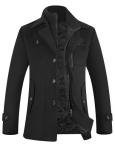 APTRO Men's Pea Coat Wool Jacket Windbreaker Single Breasted Winter Coat 1108 Black L