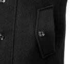 APTRO Men's Pea Coat Wool Jacket Windbreaker Single Breasted Winter Coat 1108 Black L