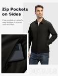 TBMPOY Men's Lightweight Jackets Casual Windbreaker Stylish Light Golf Full Zip Up Work Dress Business Varsity Black L