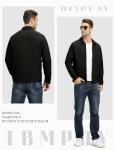 TBMPOY Men's Lightweight Jackets Casual Windbreaker Stylish Light Golf Full Zip Up Work Dress Business Varsity Black L