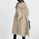 NAMTYQX Women's Trench Jackets Rain Jacket Loose Hooded Oversized Elegant Windbreaker Comfortable Coat Outwear Khaki
