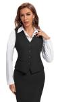 Foucome Women's Formal Regular Fitted Business Dress Suits Button Down Vest Waistcoat Black S