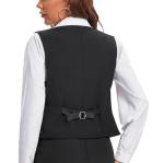 Foucome Women's Formal Regular Fitted Business Dress Suits Button Down Vest Waistcoat Black S