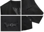 Foucome Women's Formal Regular Fitted Business Dress Suits Button Down Vest Waistcoat Black S