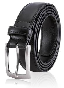 MILORDE Men Black Belts, Fashion & Classic Design for Dress and Causal (Size 34 (Waist 32), Basic Black)