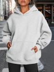 Oversized Gray Fleece Hoodie for Women