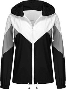 SoTeer Women's Lightweight Hooded Waterproof Rain Jacket Windbreaker Packable Active Outdoor Raincoat (Black, M)