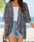 Boho Black Kimono Beach Cover-Up for Women