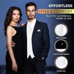 Oliver George 3pc Men's Vest | Vest and Tie Set For Men + Handkerchief | Men's Tuxedo and Suit Vest | Solid Formal Waistcoat | White Large