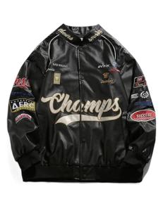 Aelfric Eden Faux Leather Jacket Oversized Racing Motorcycle Jackets Moto Coats Unisex Trendy Streetwear Jacket