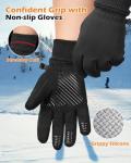 LOUXPERT Waterproof Winter Gloves for Men Women Cold Weather Running Hiking: Water Proof Touch Screen Snow Gloves Black, Thermal Warm Touchscreen Gloves Phone Texting Biking Bike Driving