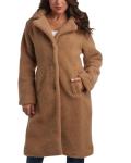 Jessica Simpson Women's Winter Coat - Full Length Double Breasted Sherpa Fleece Peacoat - Plush Teddy Coat for Women (S-XL), Size Large, Camel