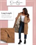 Jessica Simpson Women's Winter Coat - Full Length Double Breasted Sherpa Fleece Peacoat - Plush Teddy Coat for Women (S-XL), Size Large, Camel