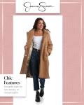Jessica Simpson Women's Winter Coat - Full Length Double Breasted Sherpa Fleece Peacoat - Plush Teddy Coat for Women (S-XL), Size Large, Camel
