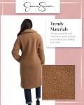 Jessica Simpson Women's Winter Coat - Full Length Double Breasted Sherpa Fleece Peacoat - Plush Teddy Coat for Women (S-XL), Size Large, Camel