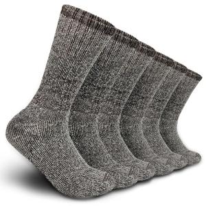 Time May Tell Mens Merino Wool Hiking Cushion Socks Thermal Warm Crew Winter Boot Socks Pack (Brown(3 pairs), US Size 9~13)