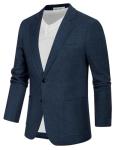 GRACE KARIN Mens Casual Sport Coats Two Button Solid Slim Fit Business Blazer Sport Coat for Dinner Dark Denim Blue XXL