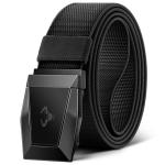 BULLIANT Tactical Belt for Men, Men Stretch Nylon Web Gift Belt 1.5"-Hiking Rigger Military Work-Quick Release(Black,34"-38" Waist Adjustable)