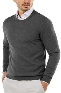 COOFANDY Men's Dark Grey Ribbed Knit Pullover