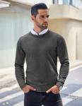 COOFANDY Men's Dark Grey Ribbed Knit Pullover