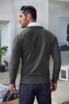 COOFANDY Men's Dark Grey Ribbed Knit Pullover