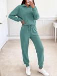 BTFBM Women's 2 Piece Tracksuit Long Sleeve Zipper Sweatshirt Long Sweatpants Outfits Lounge Sets Airport Outfits(Solid Light Green,Large)