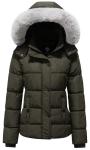 KVE Women's Army Green Puffer Jacket with Hood