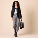 Women's Lightweight Black Crewneck Cardigan Sweater