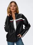 Trendy Women's Oversized Faux Leather Bomber Jacket