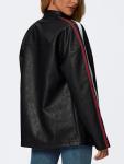 Trendy Women's Oversized Faux Leather Bomber Jacket