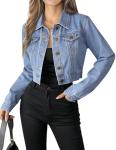 Women’s Casual Blue Denim Crop Jacket