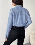 Women’s Casual Blue Denim Crop Jacket