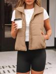 Women's Lightweight Sleeveless Puffer Vest in Khaki