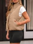 Women's Lightweight Sleeveless Puffer Vest in Khaki