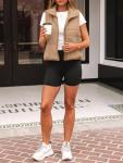 Women's Lightweight Sleeveless Puffer Vest in Khaki