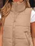 Women's Lightweight Sleeveless Puffer Vest in Khaki